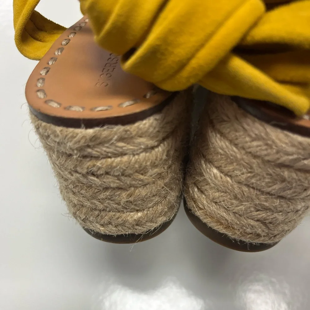 Sigerson Morrison Mustard Yellow Suede Espadrille Platform Wedges Sz.‎ 7
